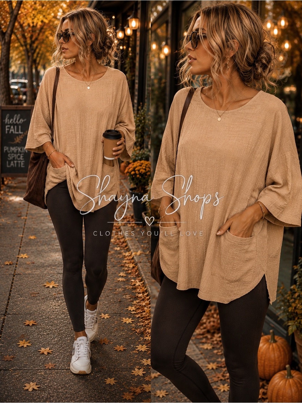 Zenana Relaxed Pocket Tunic Top in Brush